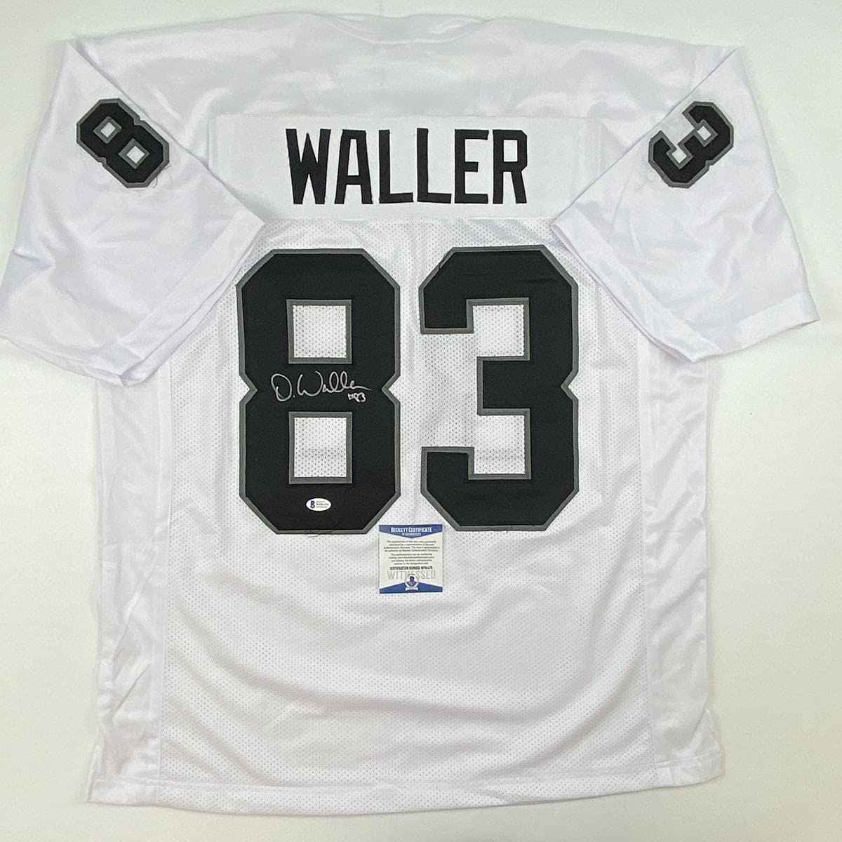 Autographed/Signed Darren Waller Las Vegas Oakland White Football Jersey Beckett BAS COA