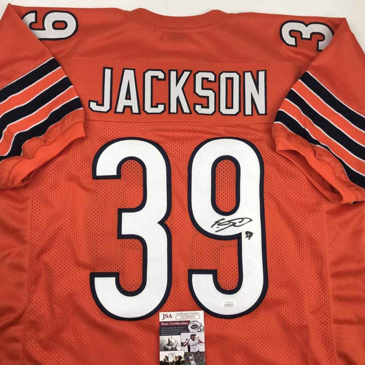 Autographed/Signed Eddie Jackson Chicago Orange Football Jersey JSA COA