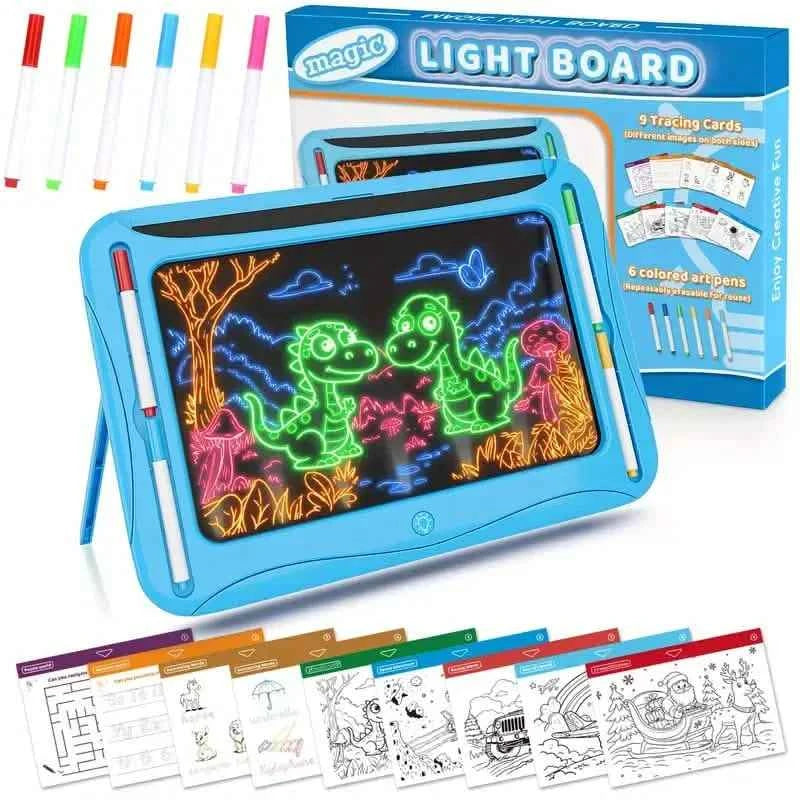 LED Light-Up Doodle Board – 9 Double-Sided Cards with Markers, Art Toy for Kids 3-8