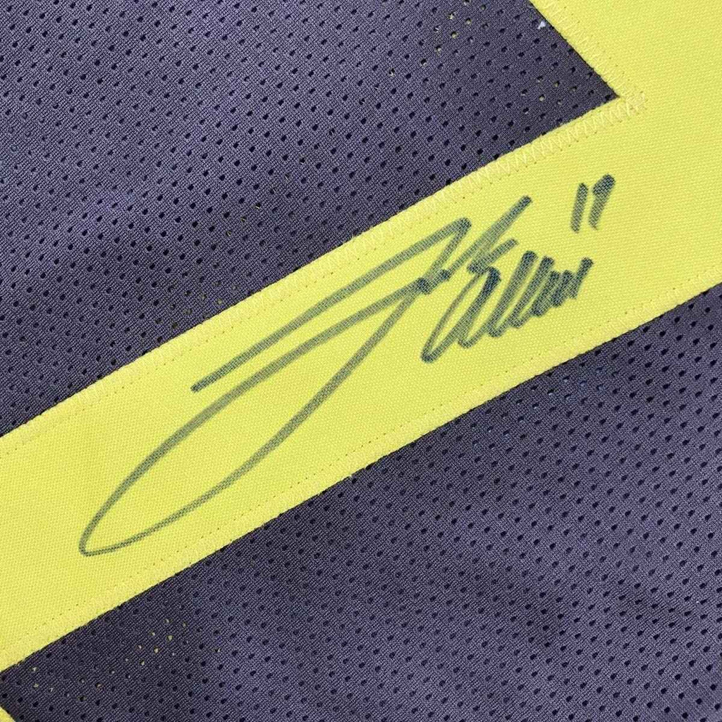 Framed Autographed/Signed Josh Allen 35x39 Wyoming Brown College Football Jersey JSA COA