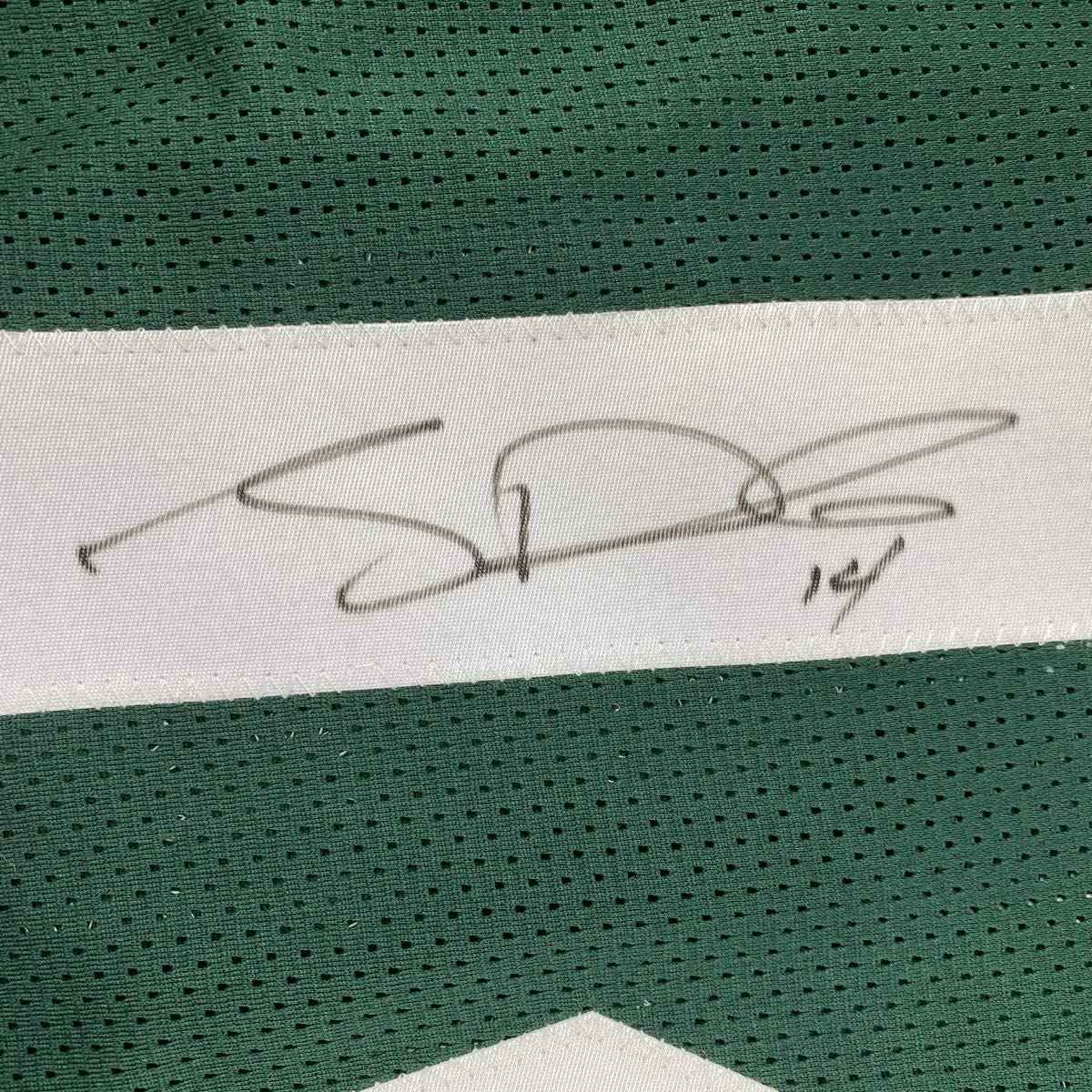 Framed Autographed/Signed Sam Darnold 35x39 New York Green Rookie Football Jersey Beckett BAS COA
