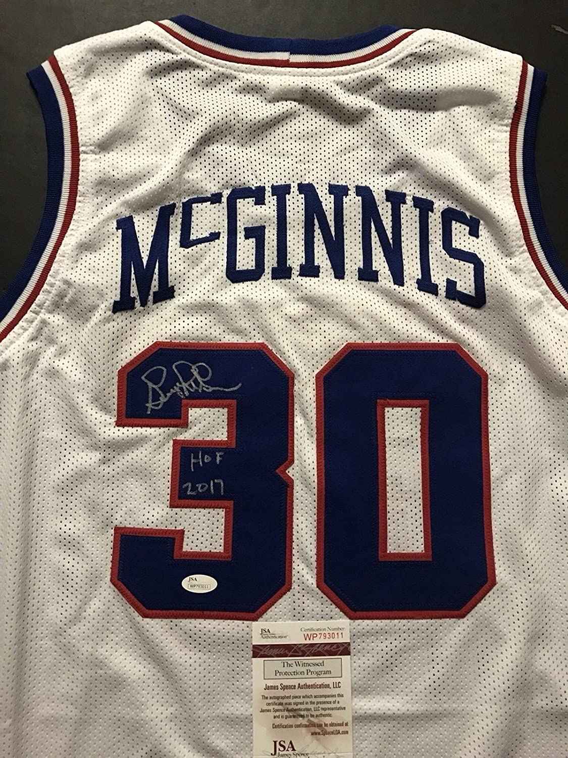 Autographed/Signed George McGinnis HOF 17  Philadelphia White Basketball Jersey JSA COA