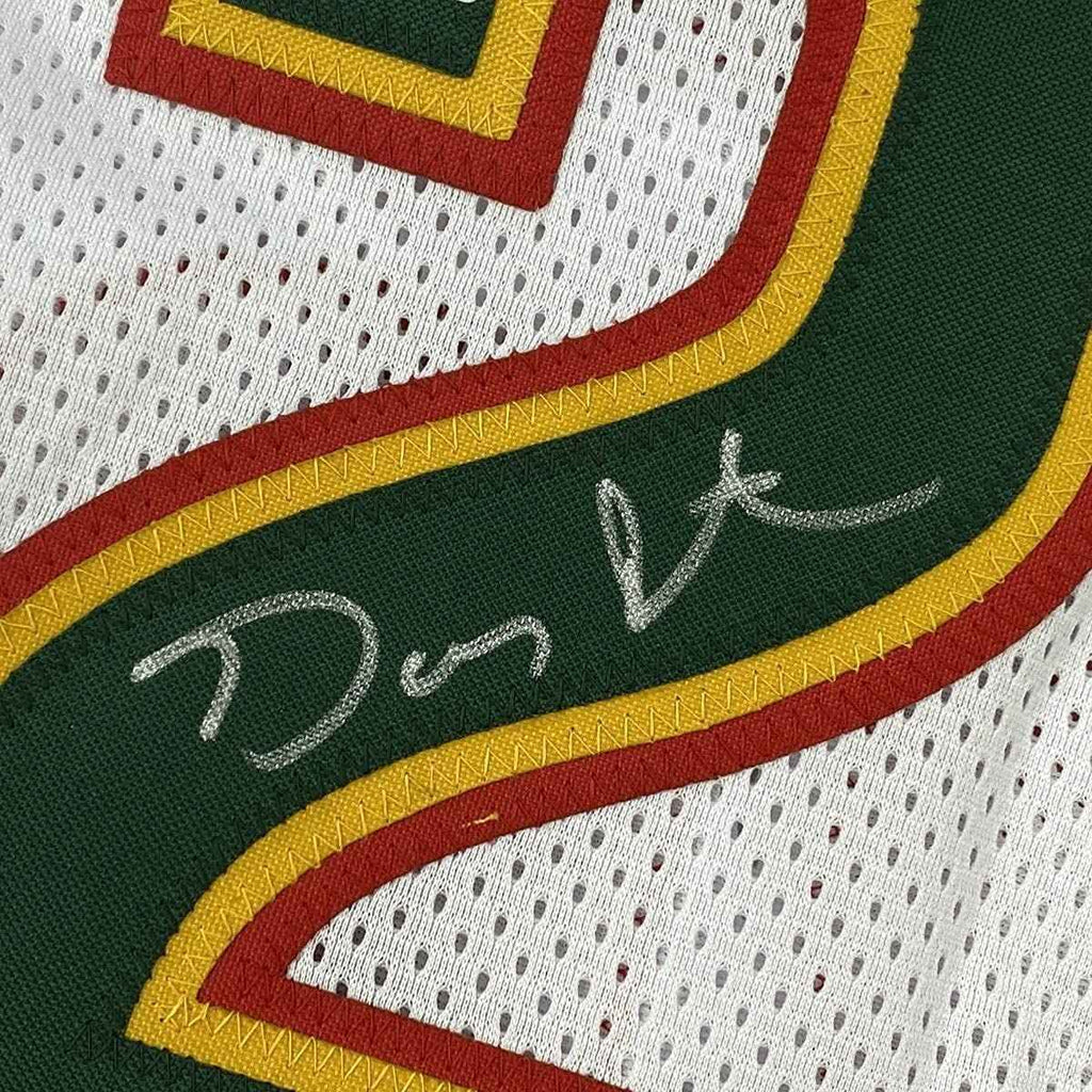 FRAMED Autographed/Signed Gary Payton 35x39 Seattle White Basketball Jersey Beckett BAS COA