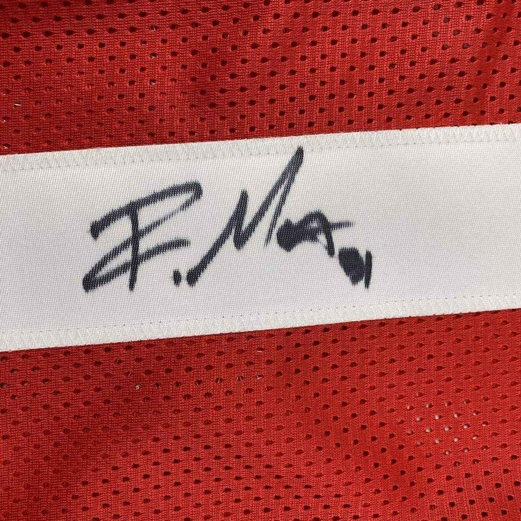 Framed Autographed/Signed Raheem Mostert 35x39 San Francisco Red Football Jersey JSA COA