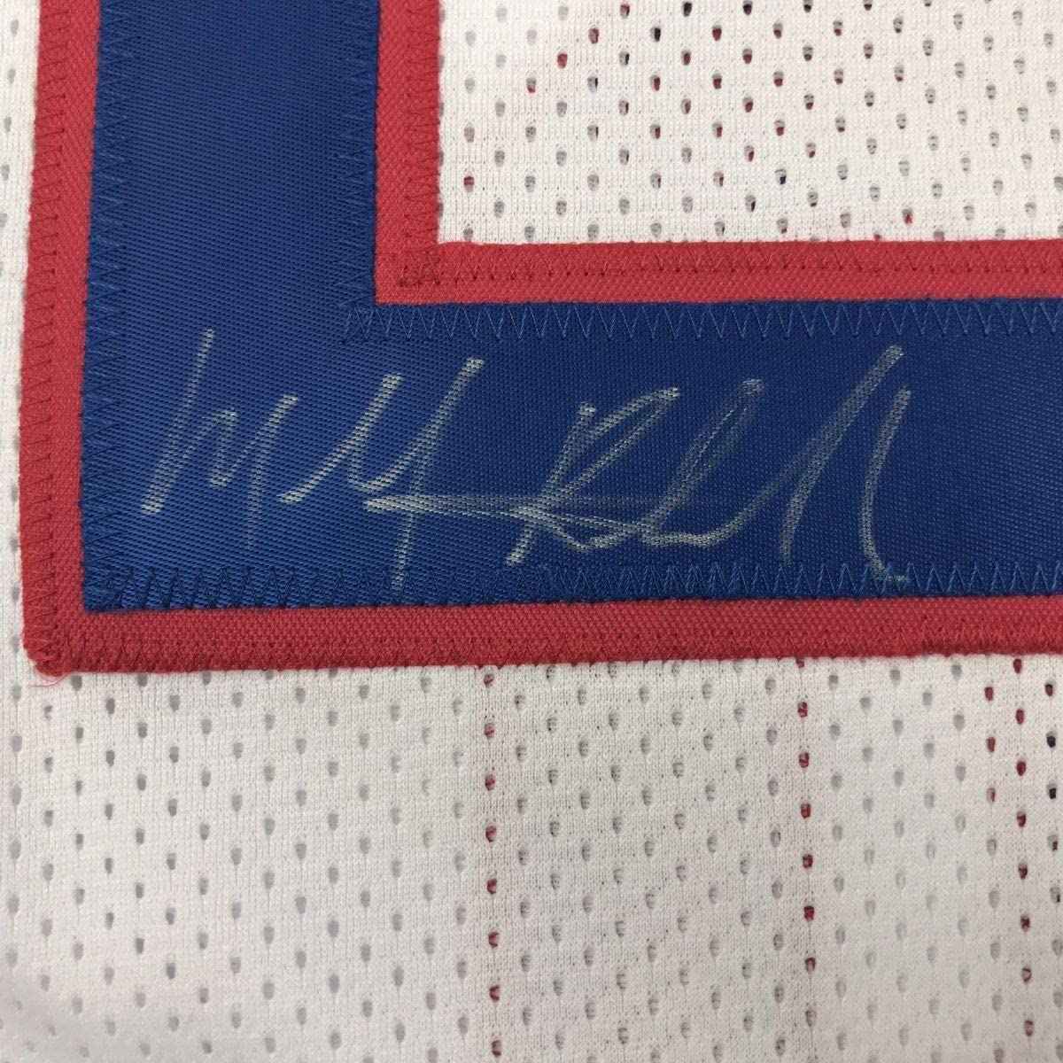 Framed Autographed/Signed Micheal Ray Richardson 35x39 New York White Basketball Jersey PSA/DNA COA