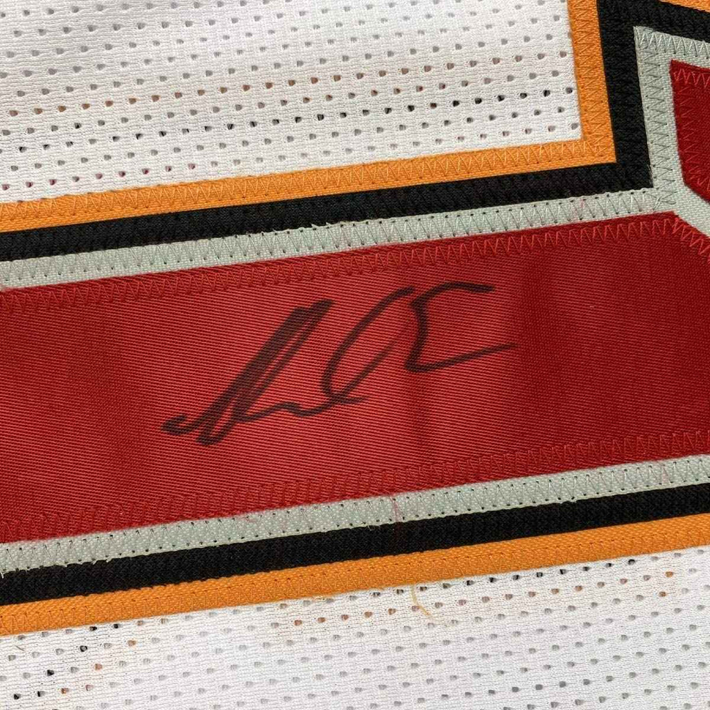 Framed Autographed/Signed Mike Evans 35x39 Tampa Bay White Football Jersey PSA/DNA COA