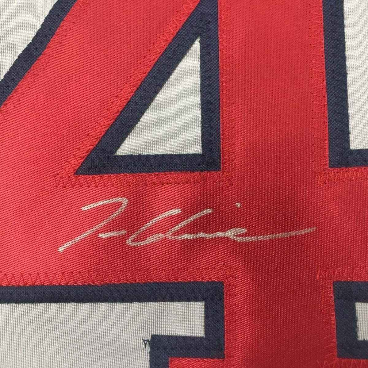 Framed Autographed/Signed Tom Glavine 35x39 Atlanta Grey Baseball Jersey JSA COA