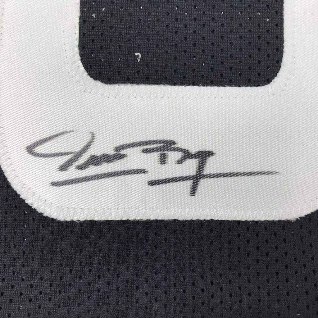 Framed Autographed/Signed Muggsy Bogues 35x39 Alien Space Jam Monstars Black Basketball Jersey PSA/DNA COA