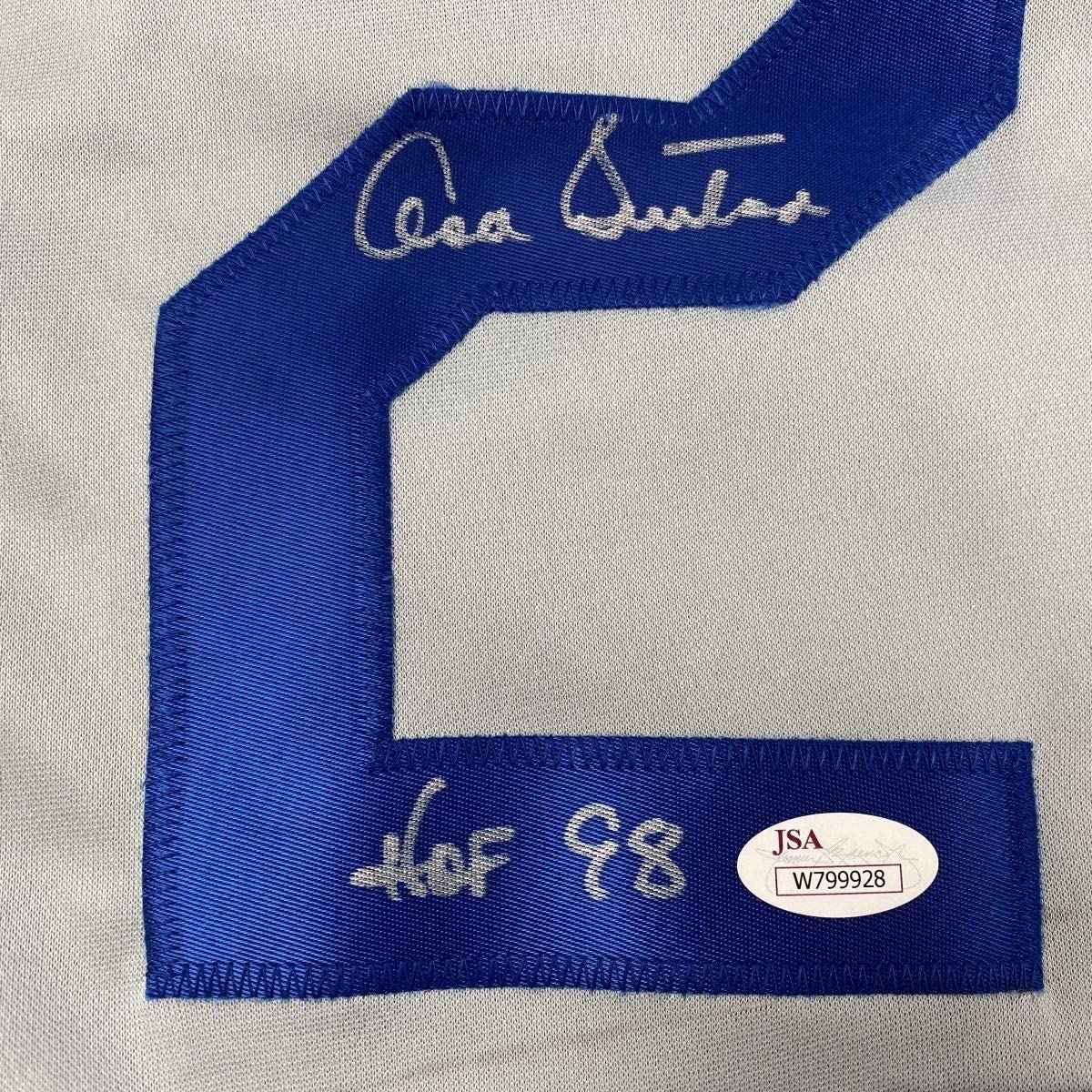 Autographed/Signed Don Sutton HOF 98 Los Angeles LA Grey Baseball Jersey JSA COA