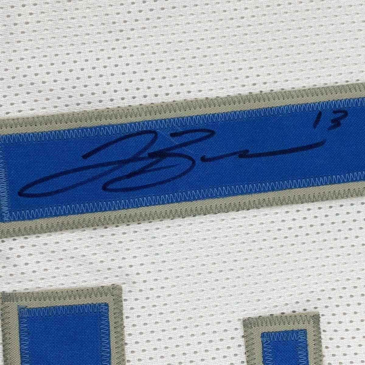 Framed Autographed/Signed Jalen Brunson 35x39 Dallas White Basketball Jersey JSA COA