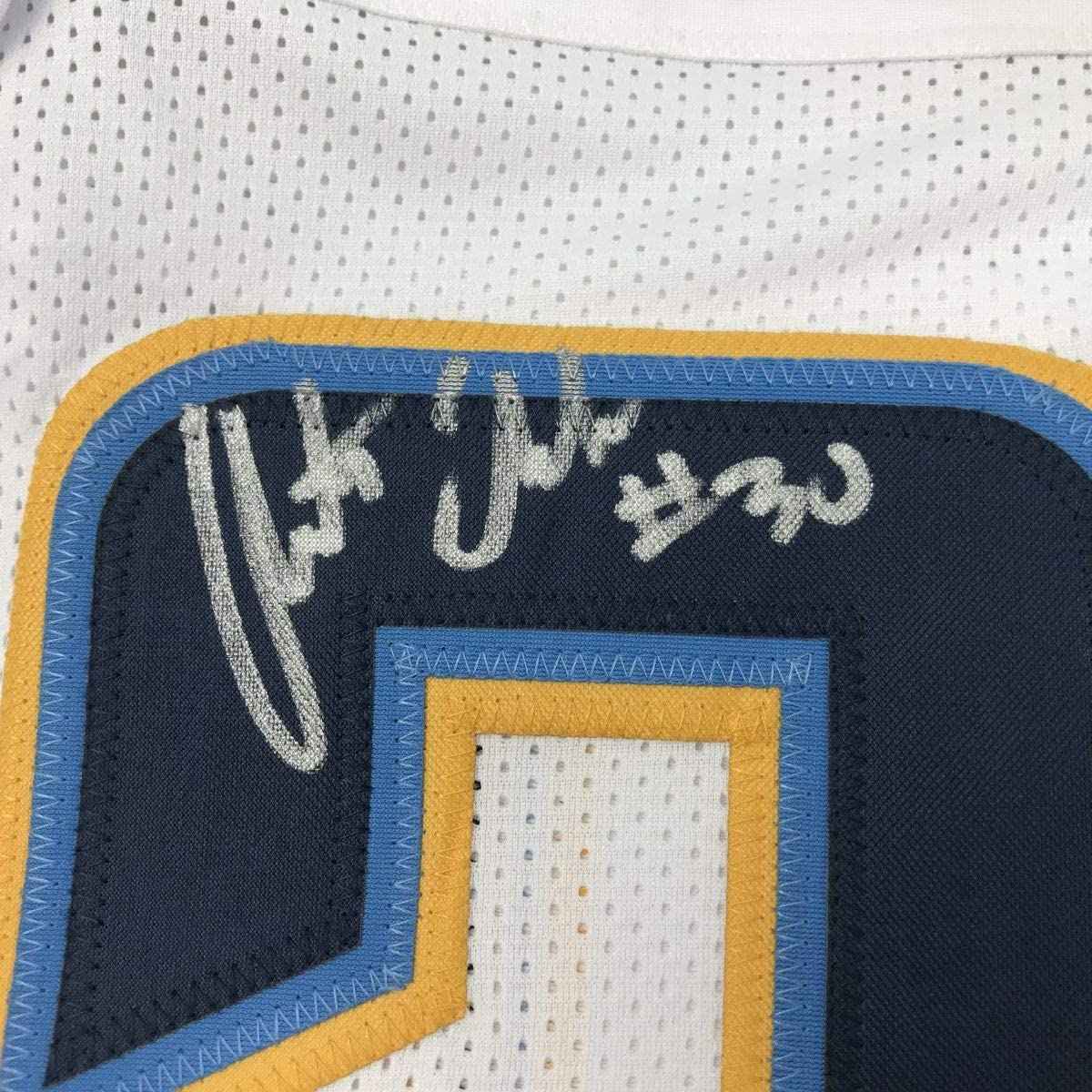 Autographed/Signed Austin Ekeler Los Angeles LA White Football Jersey Beckett BAS COA