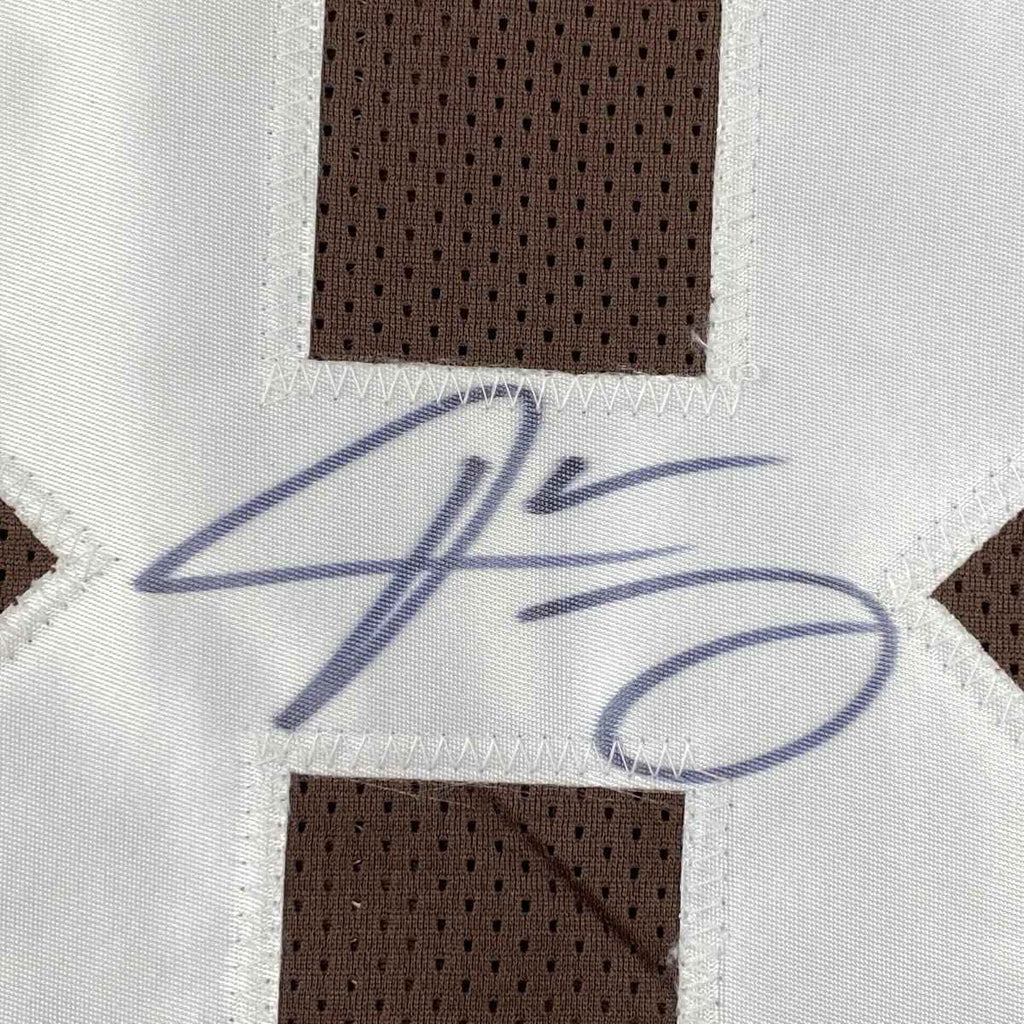 Framed Autographed/Signed Jarvis Landry 35x39 Cleveland Football Brown Jersey JSA COA