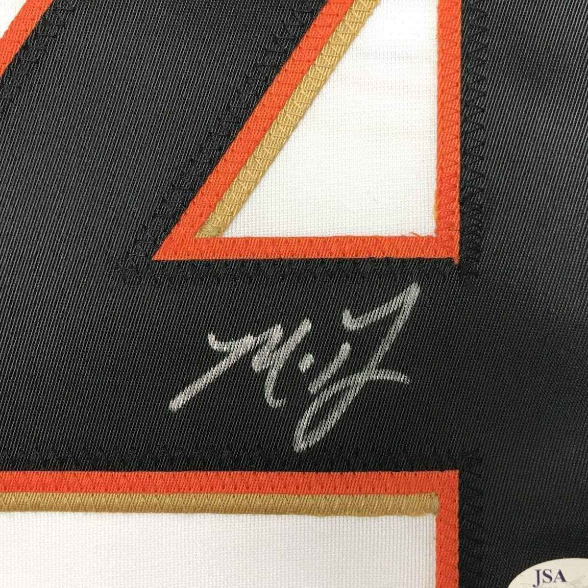 Framed Autographed/Signed Madison Bumgarner 35x39 San Francisco White Baseball Jersey JSA COA