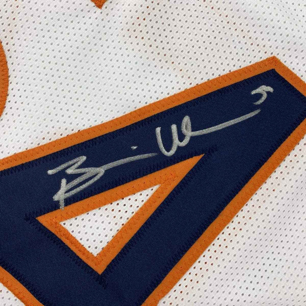 Autographed/Signed Brian Urlacher Chicago White Football Jersey Beckett BAS COA