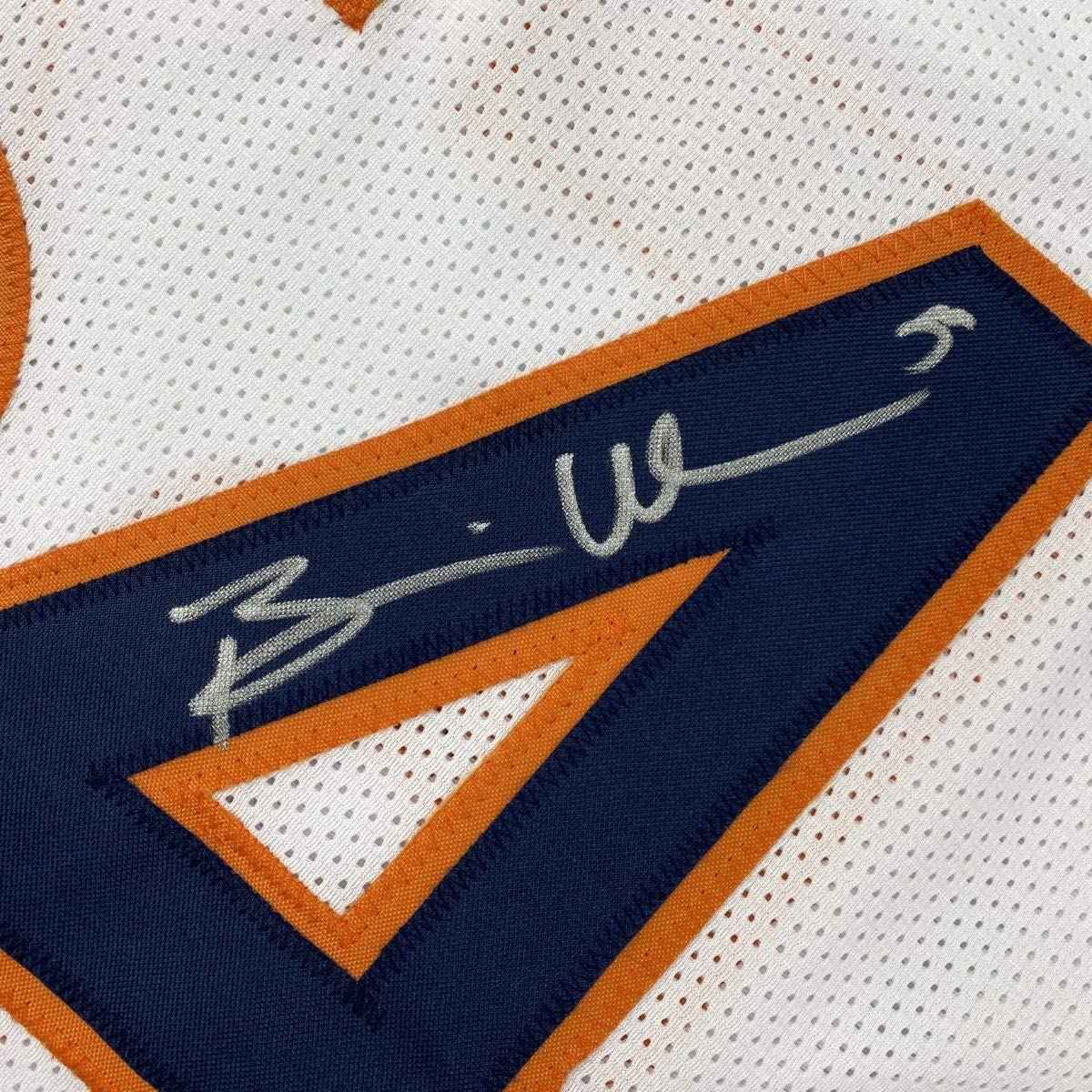 Autographed/Signed Brian Urlacher Chicago White Football Jersey Beckett BAS COA
