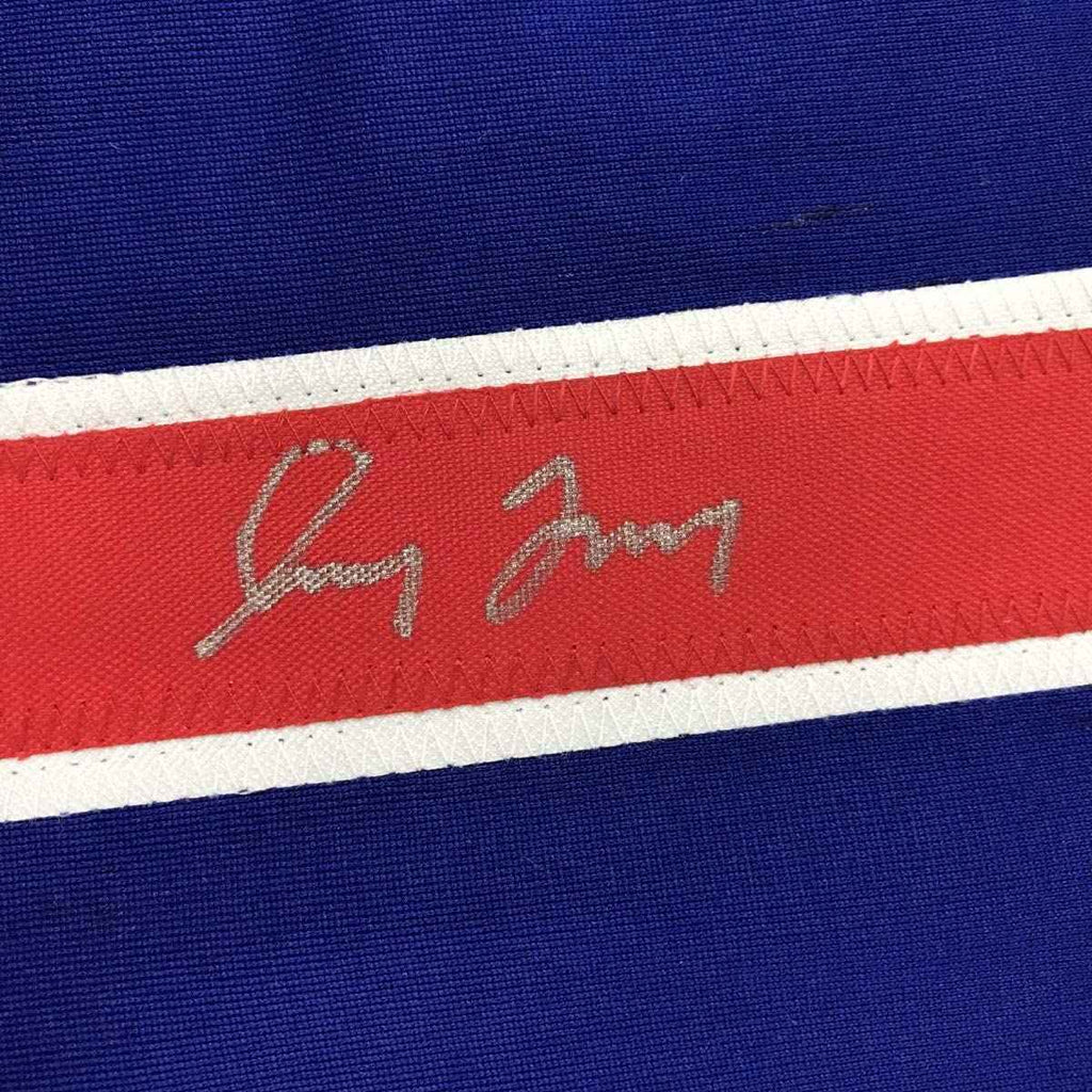 Autographed/Signed Greg Maddux Chicago Blue Stat Baseball Jersey JSA COA