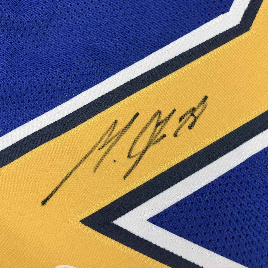 Framed Autographed/Signed Melvin Gordon 35x39 Los Angeles LA Chargers Color Rush Football Jersey Beckett BAS COA