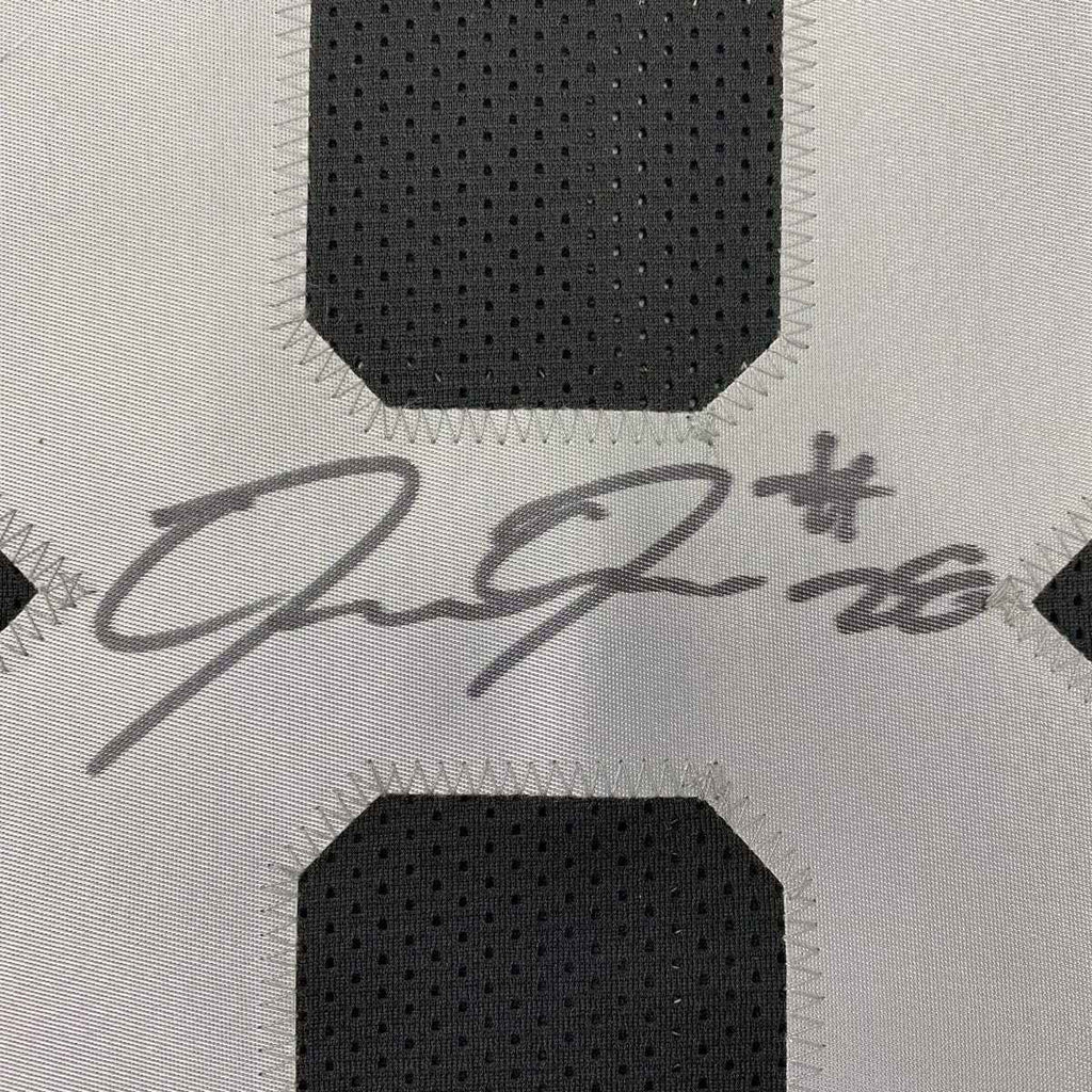 Autographed/Signed Josh Jacobs Las Vegas Oakland Black Football Jersey Beckett BAS COA
