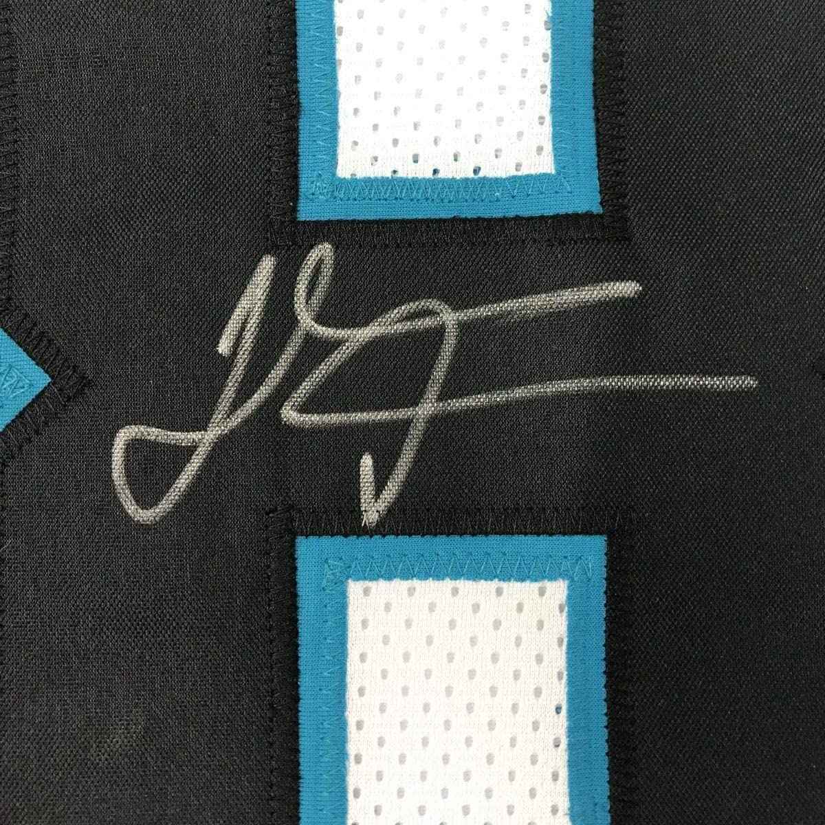 Framed Autographed/Signed Thomas Davis Sr. 35x39 Carolina White Football Jersey JSA COA
