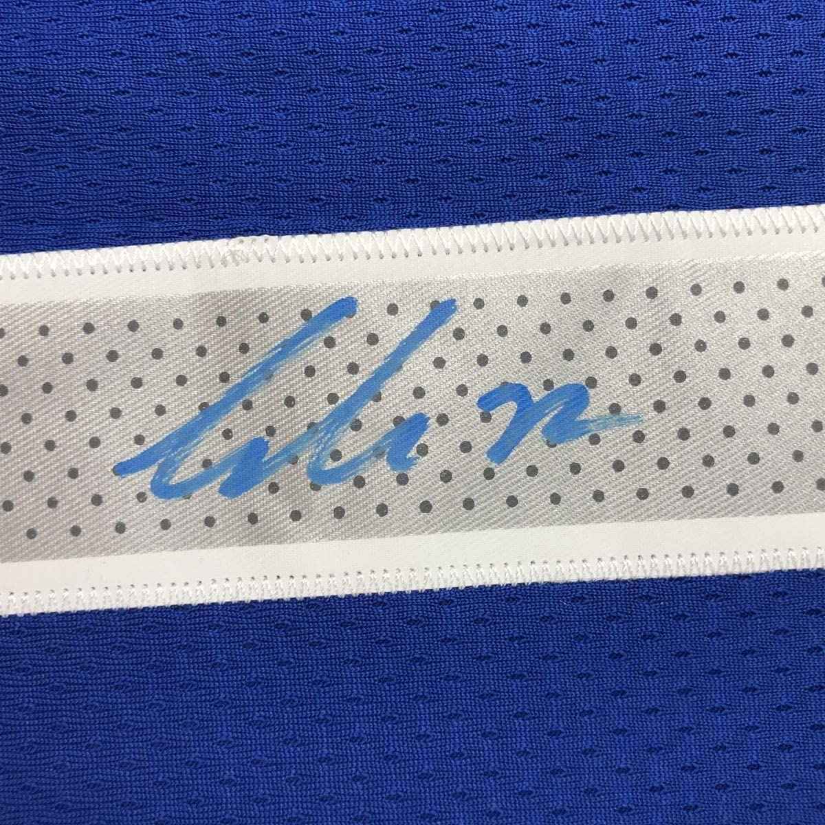 Framed Autographed/Signed Luka Doncic 35x39 Dallas Blue Basketball Jersey PSA/DNA COA