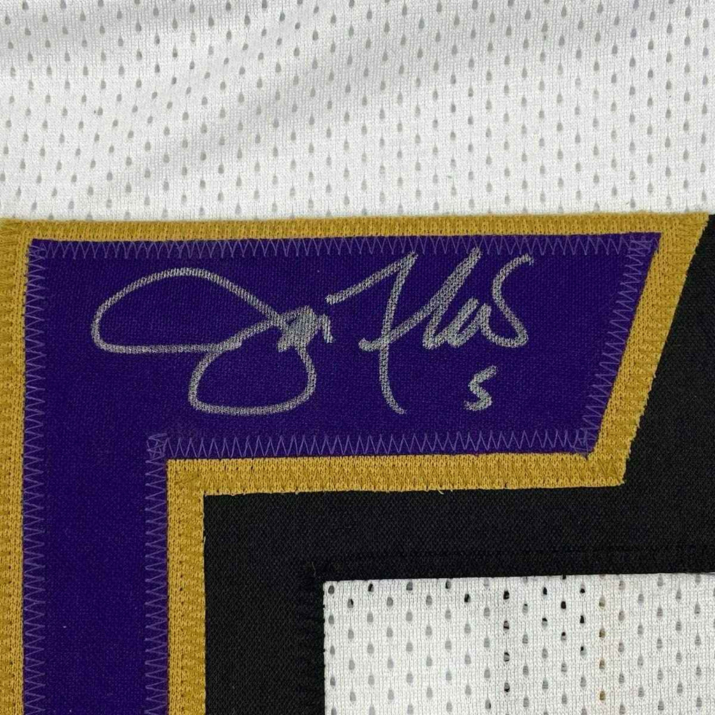 Autographed/Signed Joe Flacco Baltimore White Football Jersey JSA COA