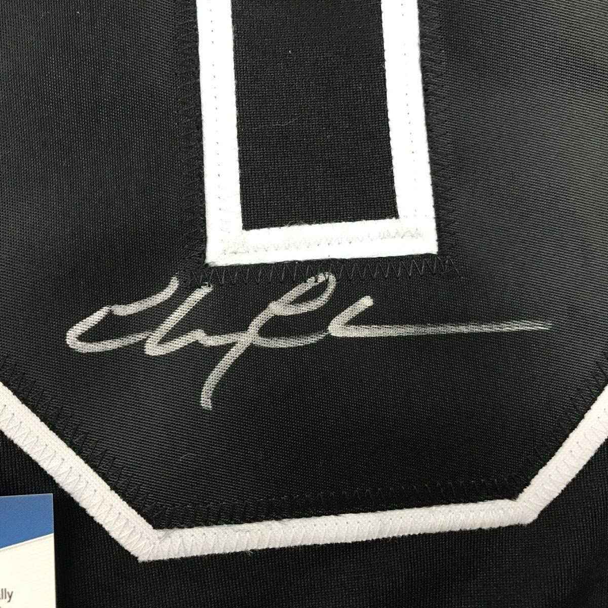 Framed Autographed/Signed Chevy Chase 35x39 Clark Griswold Christmas Vacation Movie Chicago Black Hockey Jersey Beckett BAS COA
