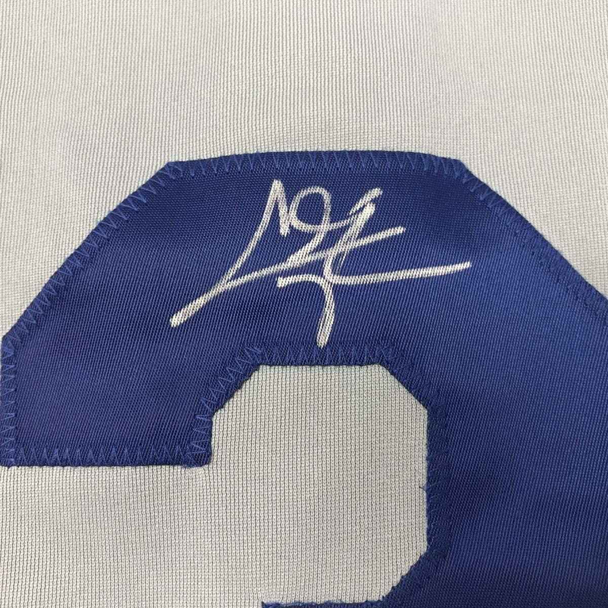 Framed Autographed/Signed Chris Taylor 35x39 Los Angeles LA Grey Baseball Jersey JSA COA
