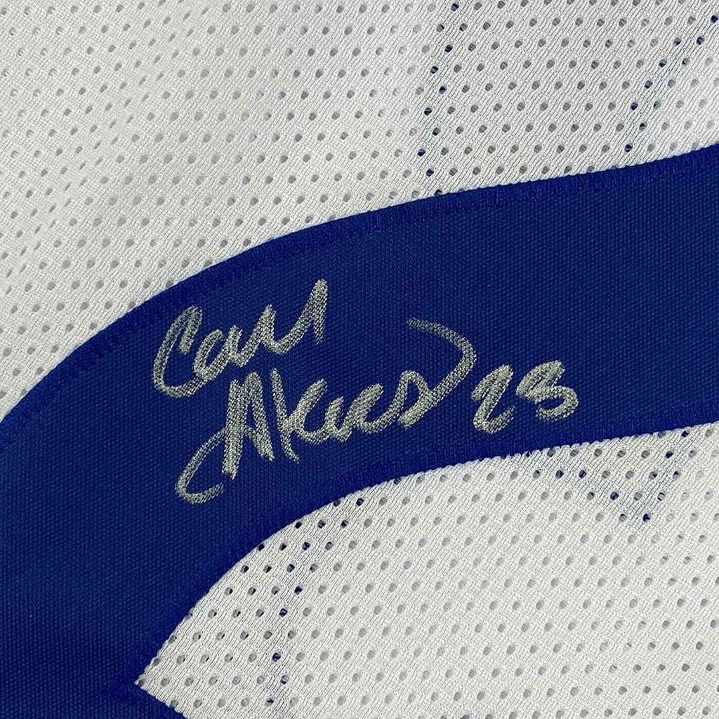 Framed Autographed/Signed Cam Akers 35x39 Los Angeles LA White Football Jersey JSA COA