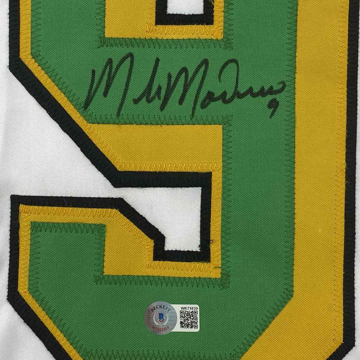 Autographed/Signed Mike Modano Minnesota White Hockey Jersey Beckett BAS COA