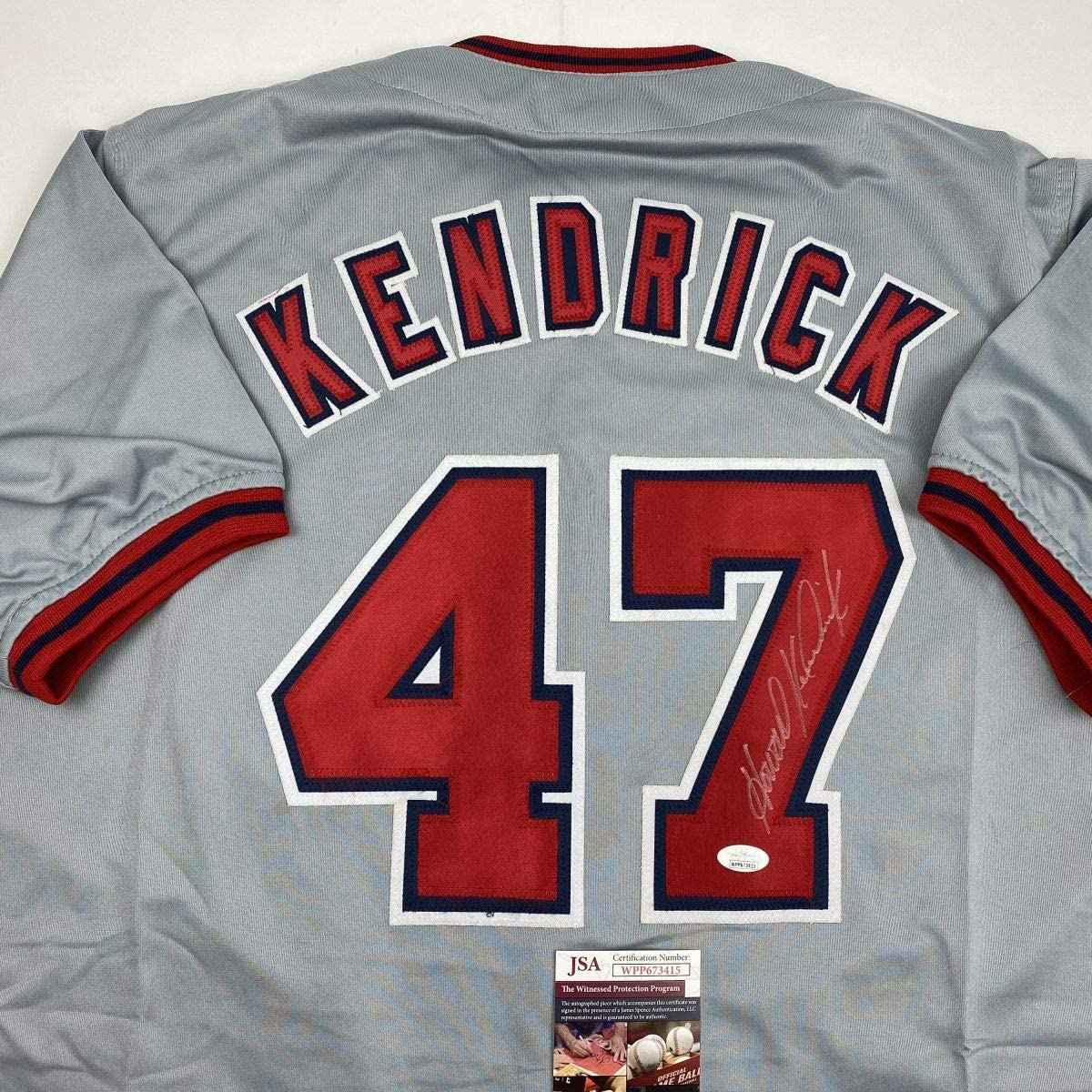 Autographed/Signed Howie Kendrick Washington Grey Baseball Jersey JSA COA
