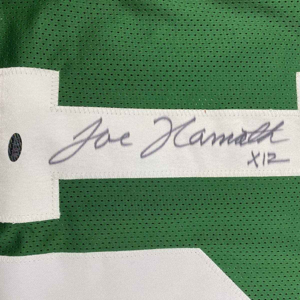 Framed Autographed/Signed Joe Namath 35x39 New York Green Football Jersey GTSM COA Holo Only