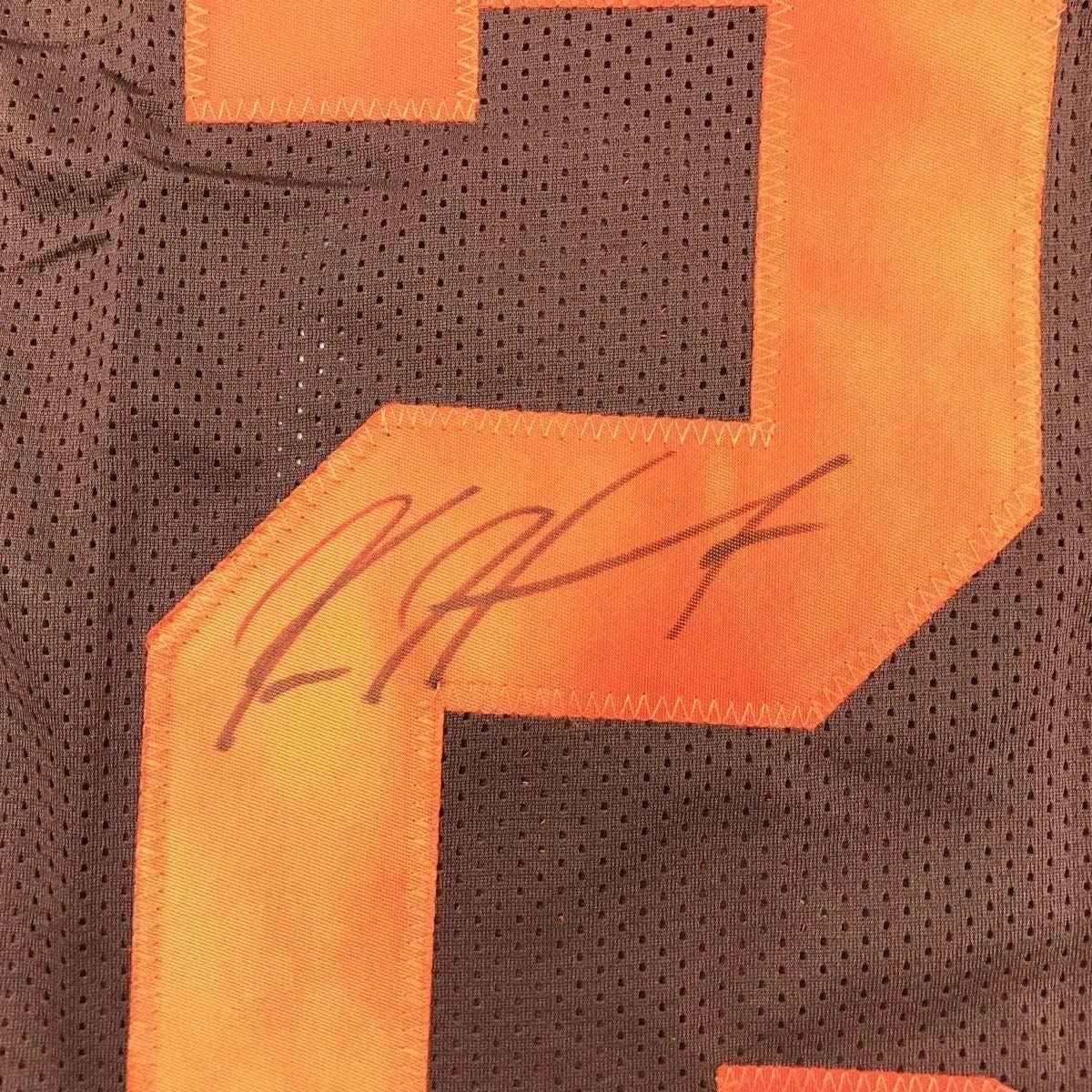 Framed Autographed/Signed Kareem Hunt 35x39 Cleveland Color Rush Football Jersey PSA/DNA COA