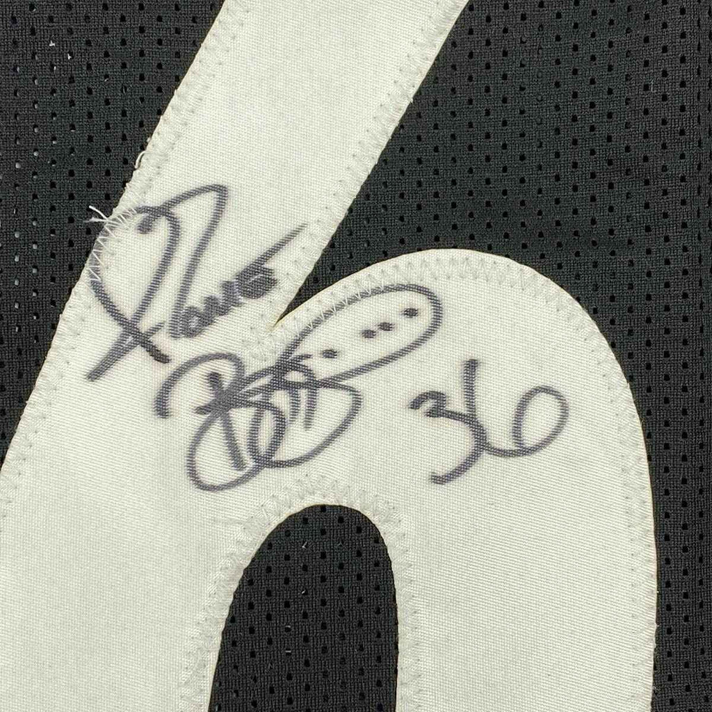 Framed Autographed/Signed Jerome Bettis 35x39 Pittsburgh Black Football Jersey JSA COA