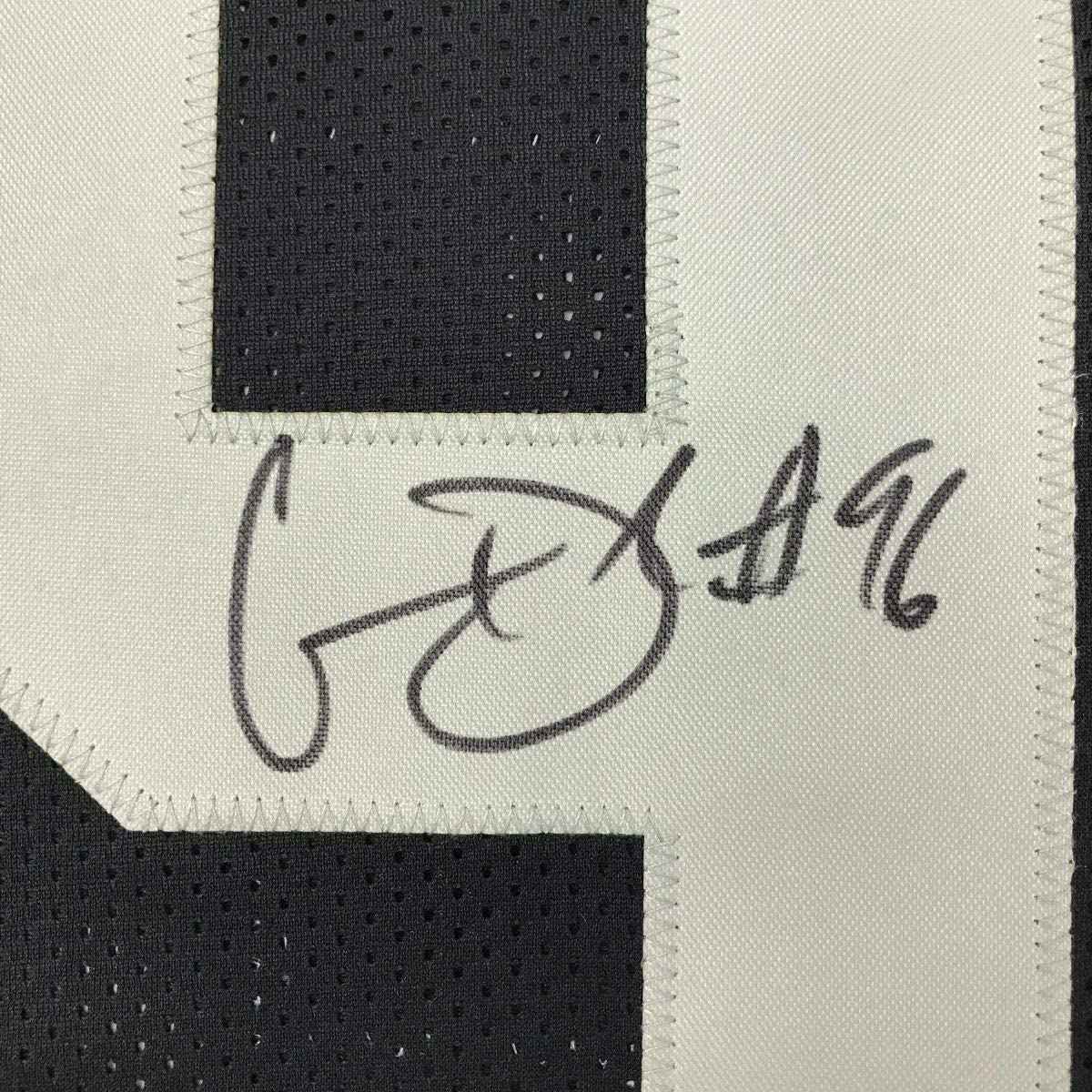 Framed Autographed/Signed Clelin Ferrell 35x39 Oakland Black Football Jersey JSA COA