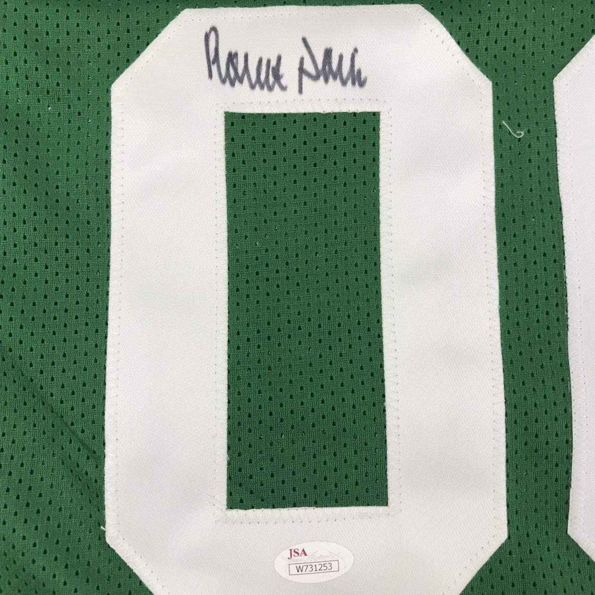 Framed Autographed/Signed Robert Parish 35x39 Boston Green Basketball Jersey JSA COA Holo Only