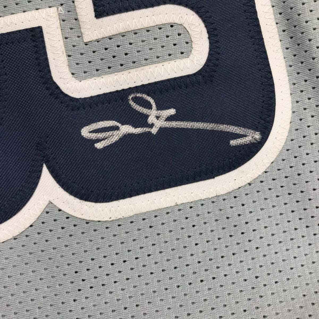 Autographed/Signed Allen Iverson Georgetown Grey College Basketball Jersey JSA COA