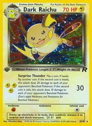 Dark Raichu 083/82 - Team Rocket 1st Edition Holofoil