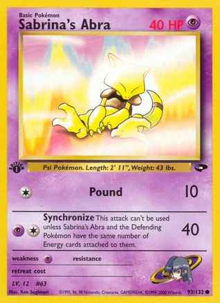 Sabrina's Abra 093/132 - Gym Challenge 1st Edition