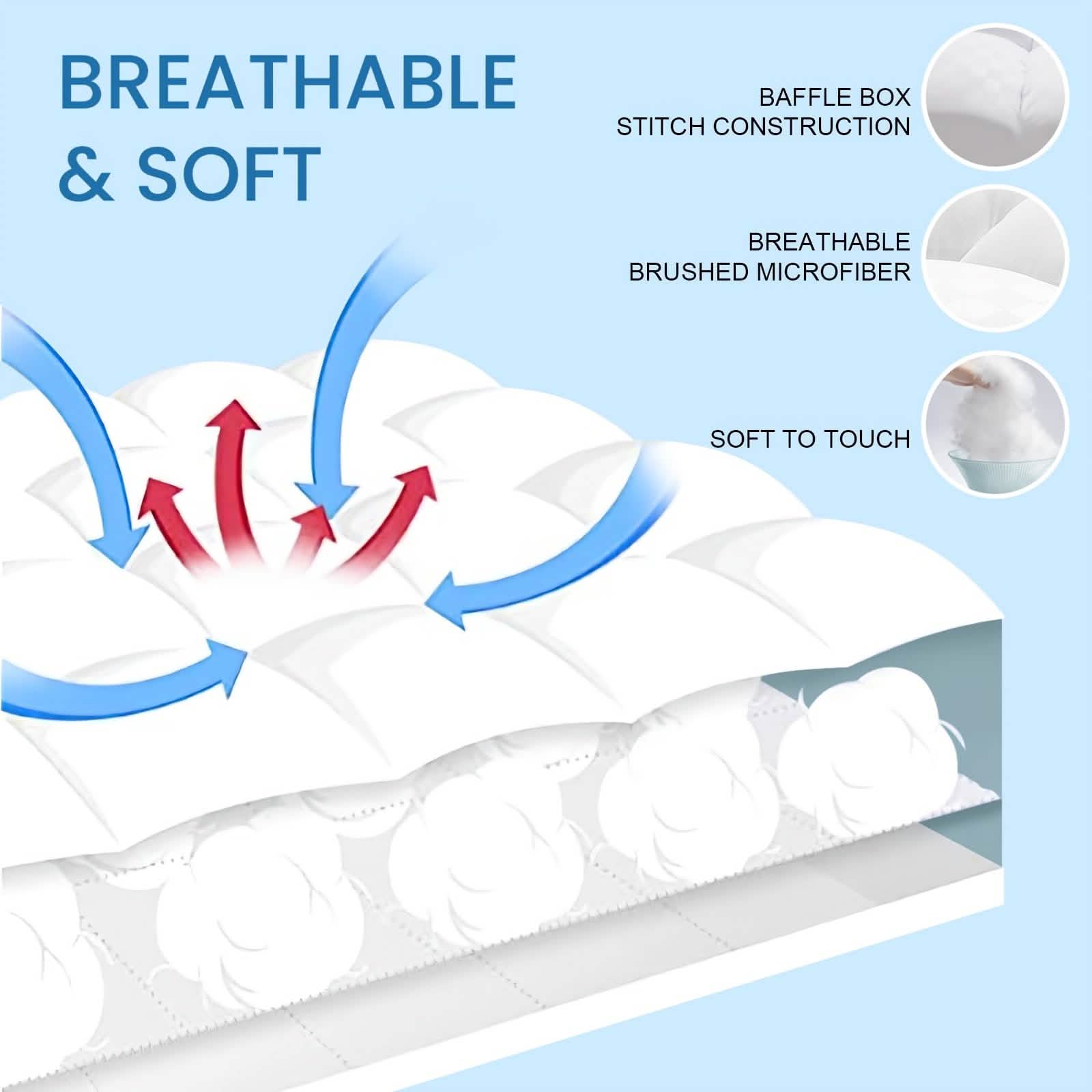 Extra Thick Mattress Topper – Soft, Cooling & Breathable (Multiple Sizes & Colors)