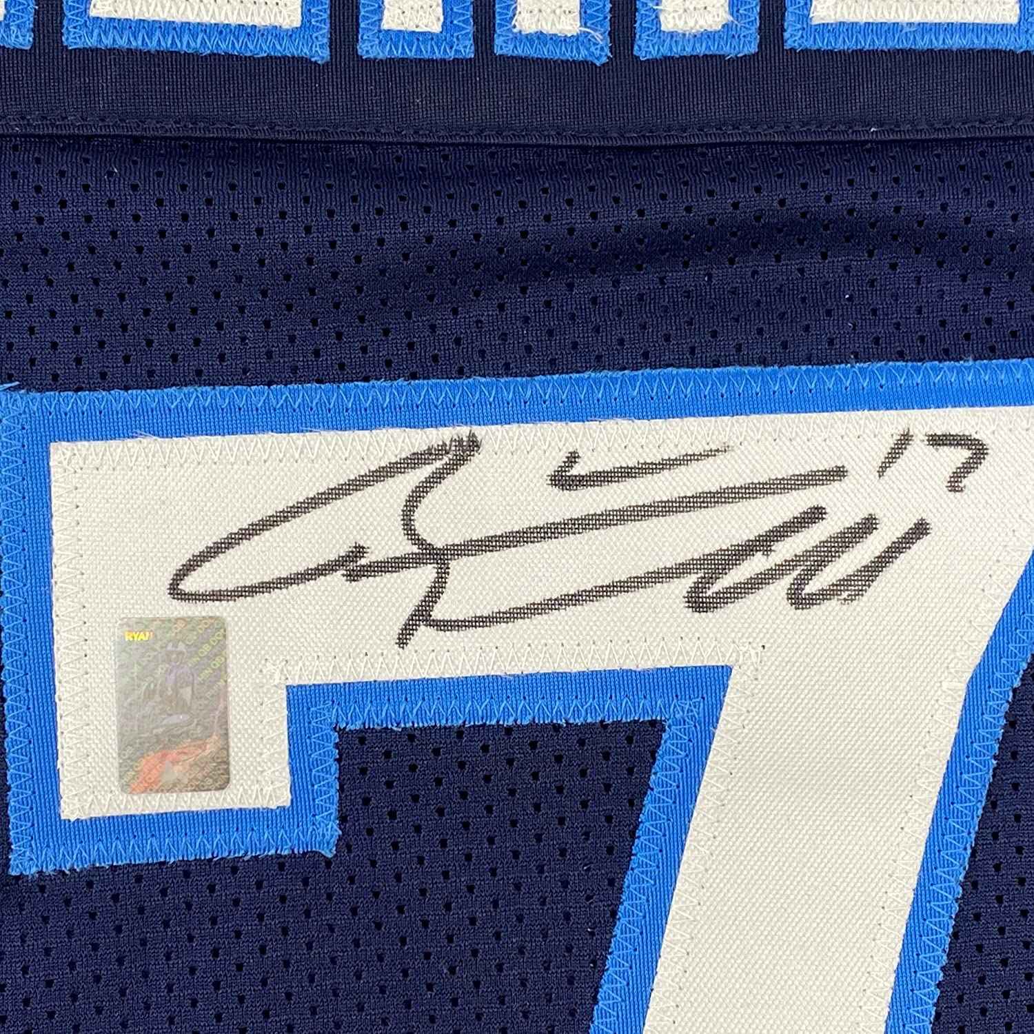 Framed Autographed/Signed Ryan Tannehill 35x39 Tennessee Dark Blue Football Jersey GTSM COA