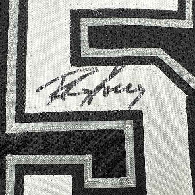 Framed Autographed/Signed Robert Horry 35x39 San Antonio Black Basketball Jersey Beckett BAS COA