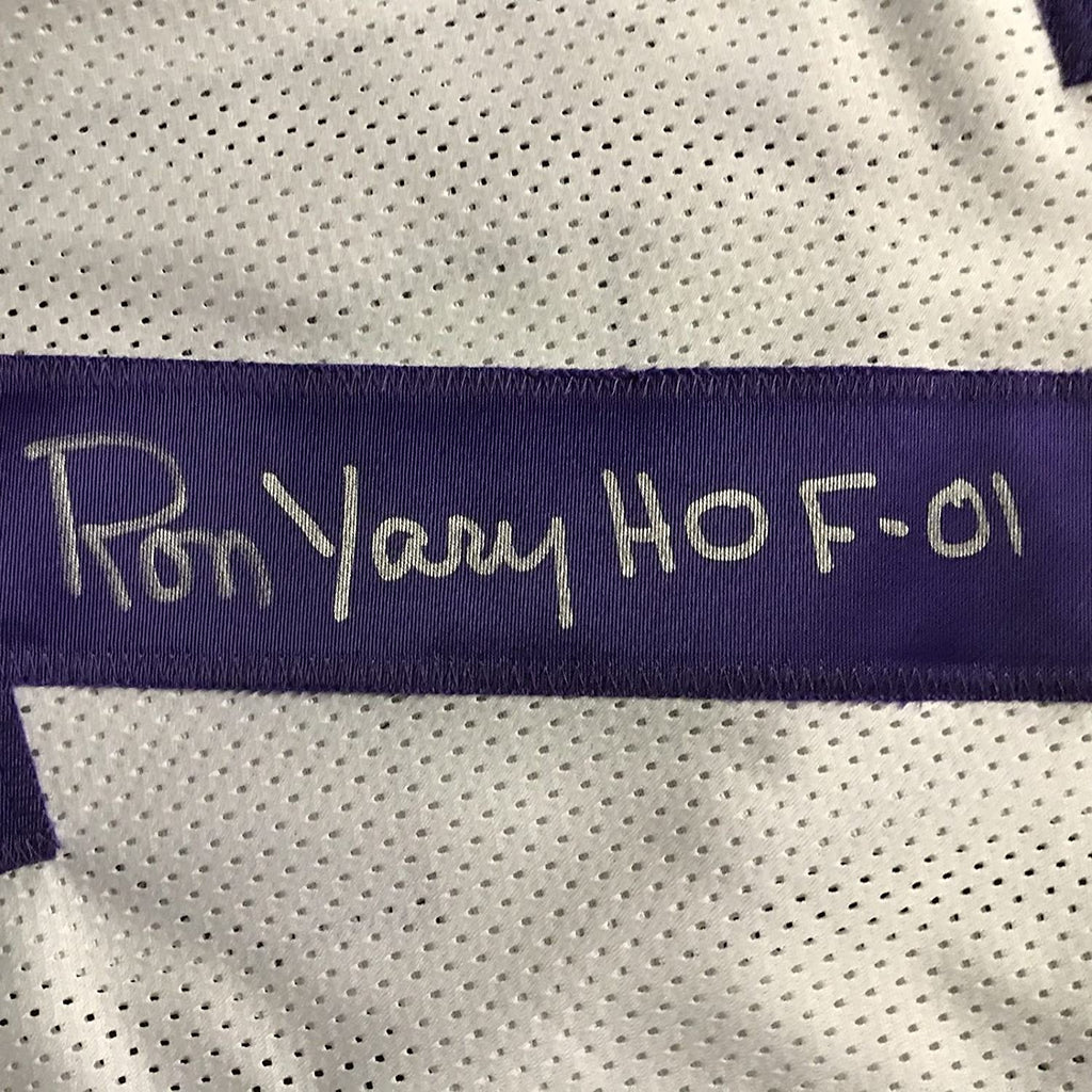 Framed Autographed/Signed Ron Yary HOF 01  35x39 Minnesota Vikings White Football Jersey JSA COA