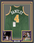 Framed Autographed/Signed Adrian Dantley HOF 2008  35x39 Utah Green Basketball Jersey JSA COA