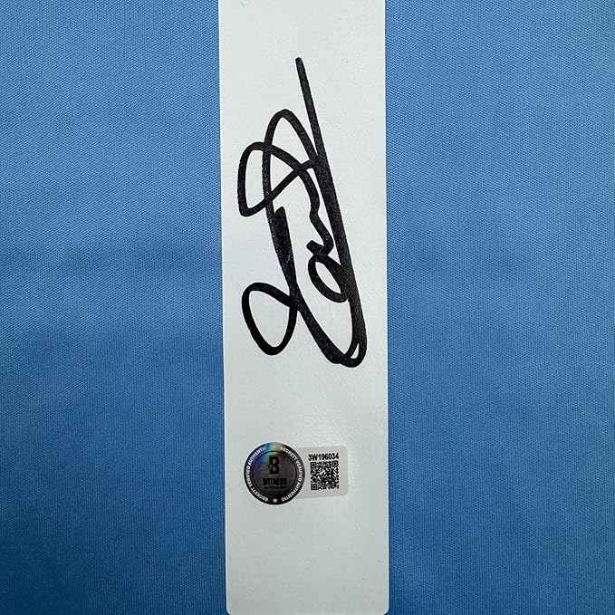 Framed Autographed/Signed Thibaut Courtois 35x39 Real Madrid Blue Soccer Jersey Beckett BAS COA