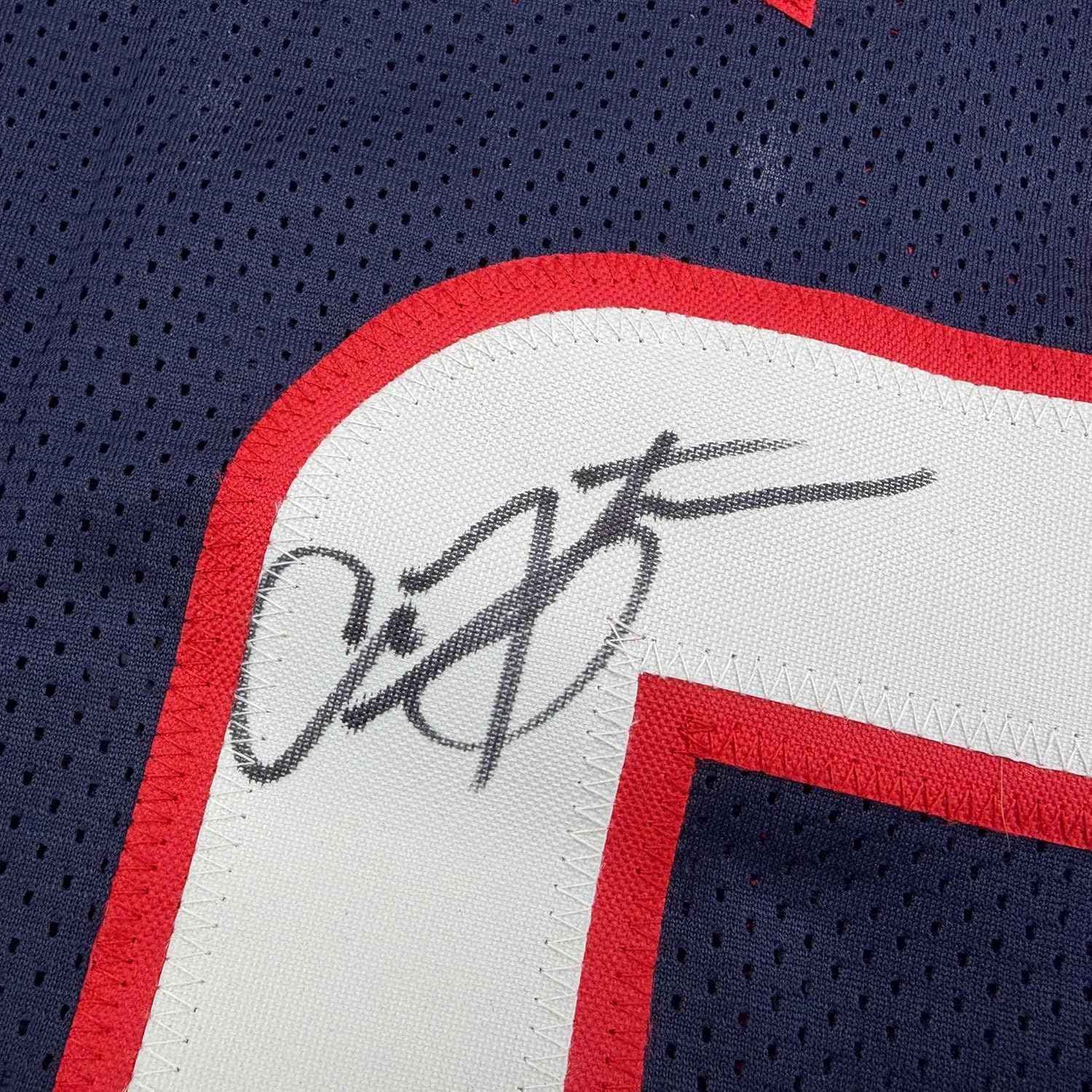 Framed Autographed/Signed Arian Foster 35x39 Houston Blue Football Jersey Beckett BAS COA