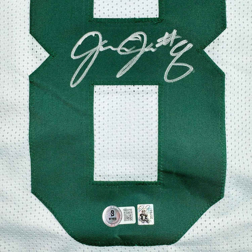 Framed Autographed/Signed Josh Jacobs 35x39 Green Bay White Football Jersey Beckett BAS COA