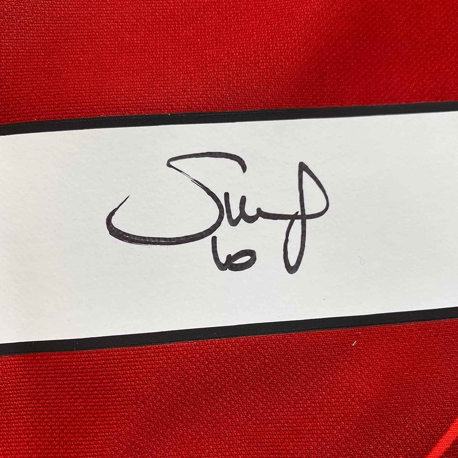 Framed Autographed/Signed Sadio Mane 35x39 Liverpool Red Soccer Jersey Beckett BAS COA