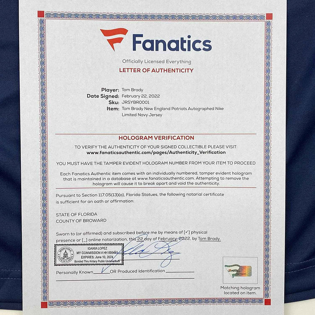 Framed Autographed/Signed Tom Brady 35x39 New England Patriots Blue Authentic Nike Limited Football Jersey Fanatics COA/LOA