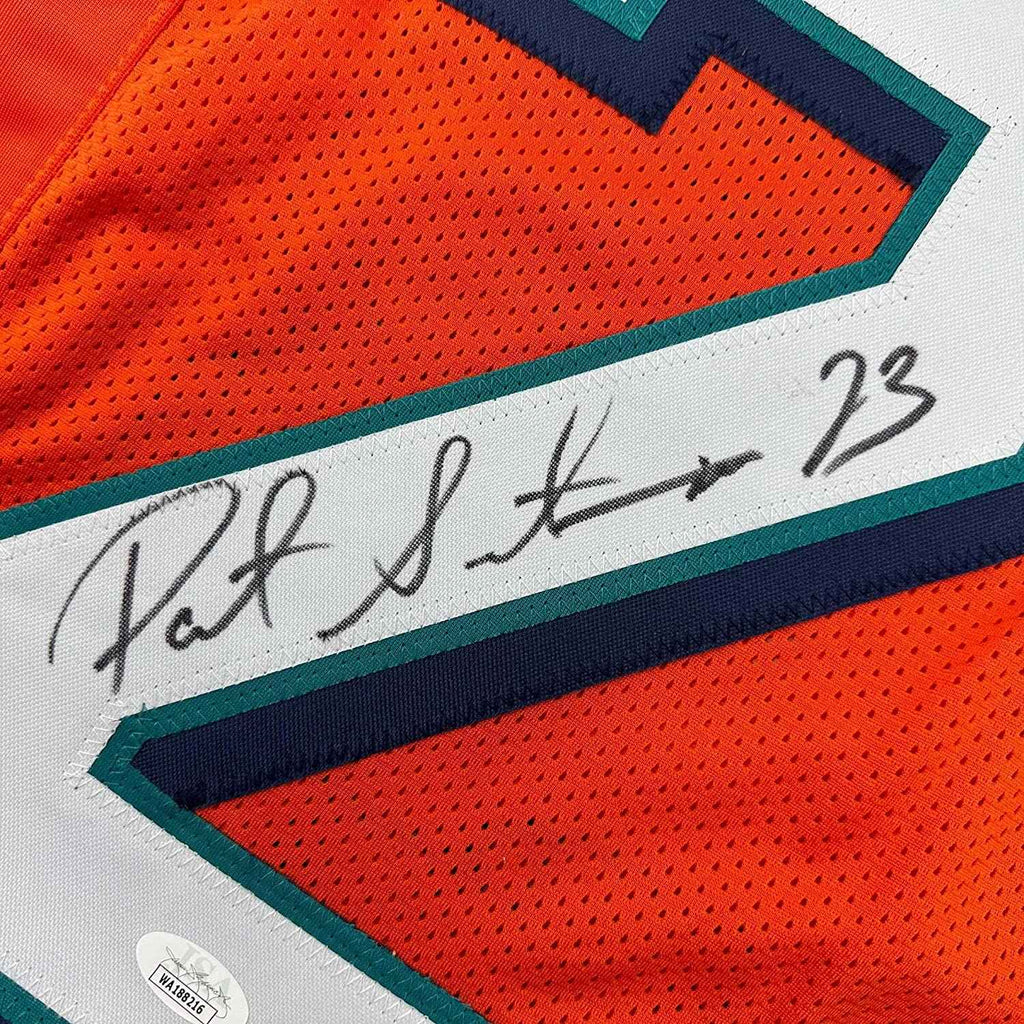 Framed Autographed/Signed Patrick Surtain 35x39 Miami Orange Football Jersey JSA COA