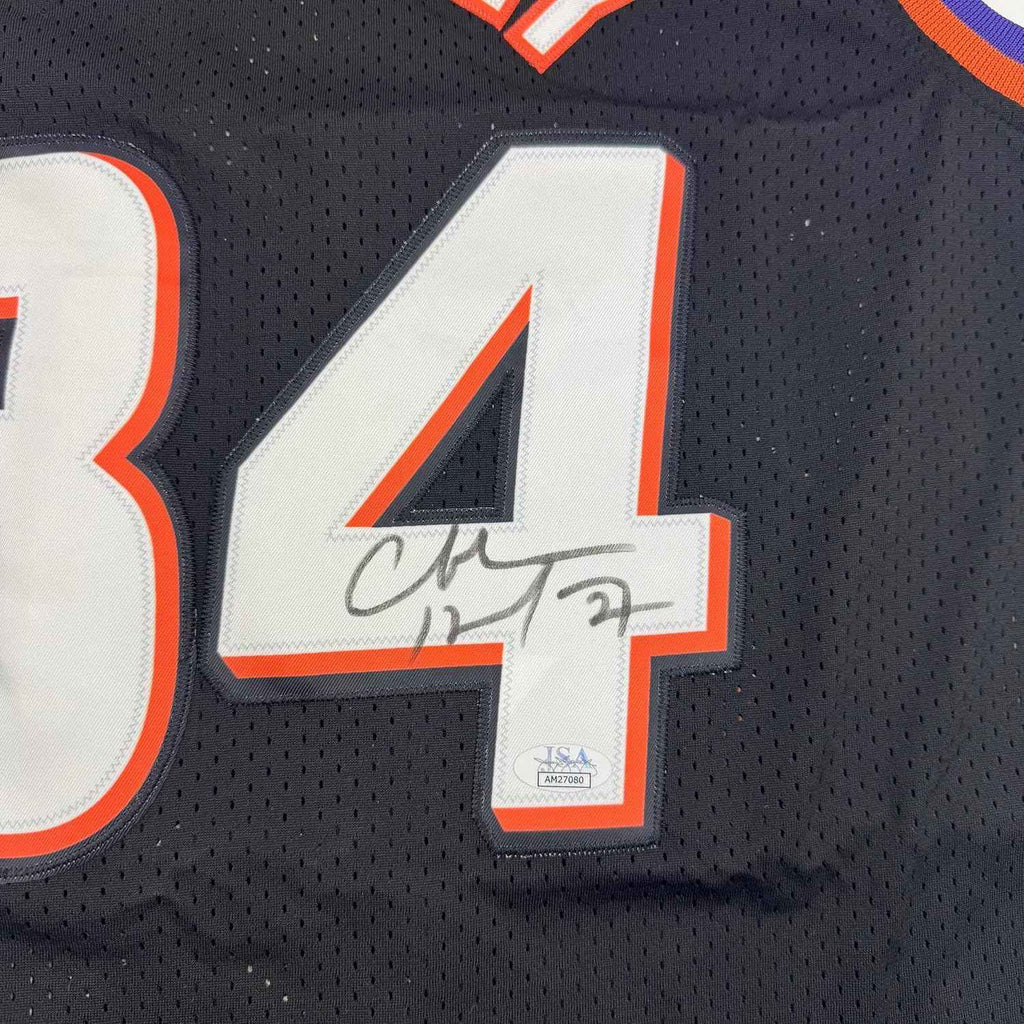 Framed Autographed/Signed Charles Barkley 35x39 Phoenix Black Basketball Jersey JSA COA